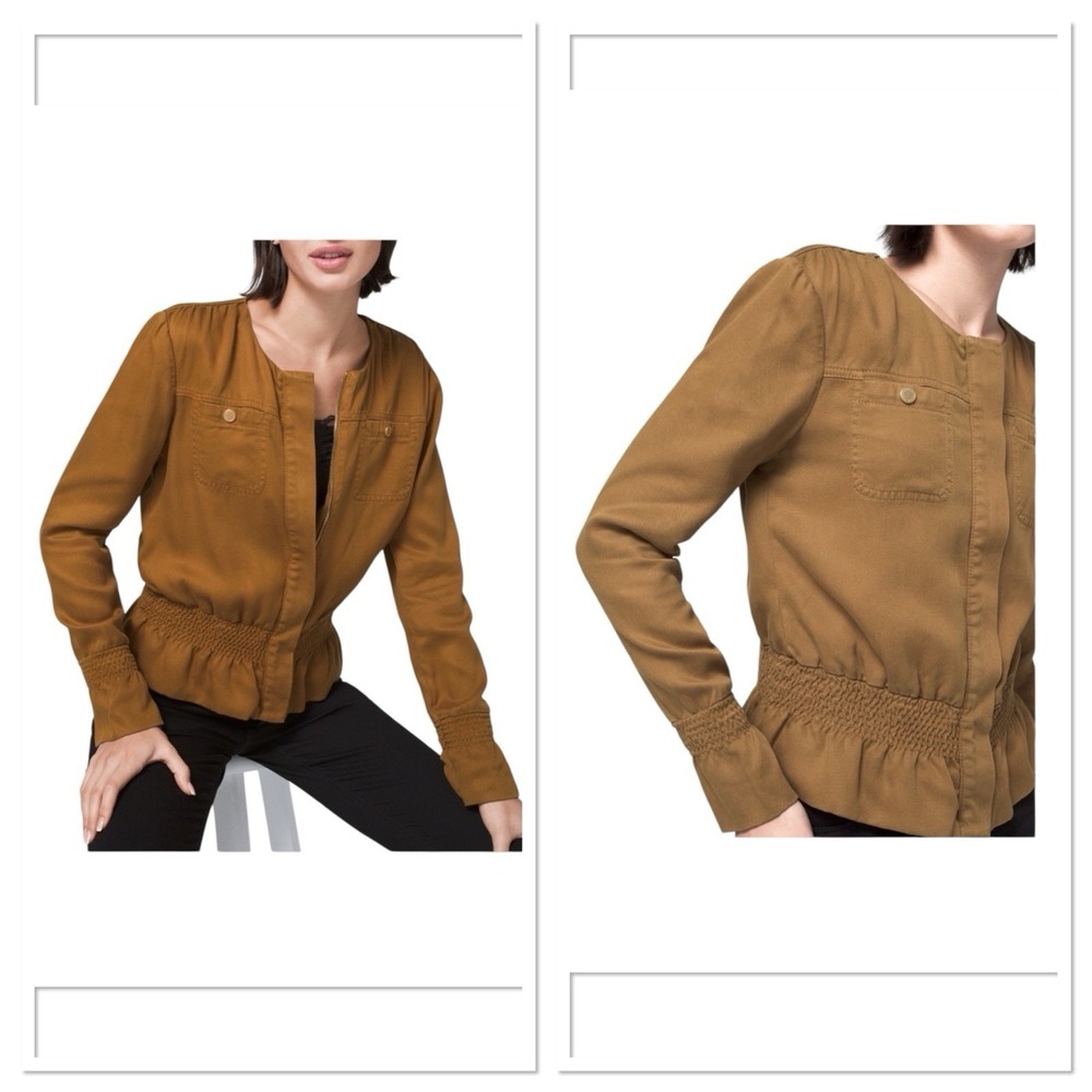 White House Black Market NWT Size Small Bronze‎ Brown Smocked Soft Jacket Boho